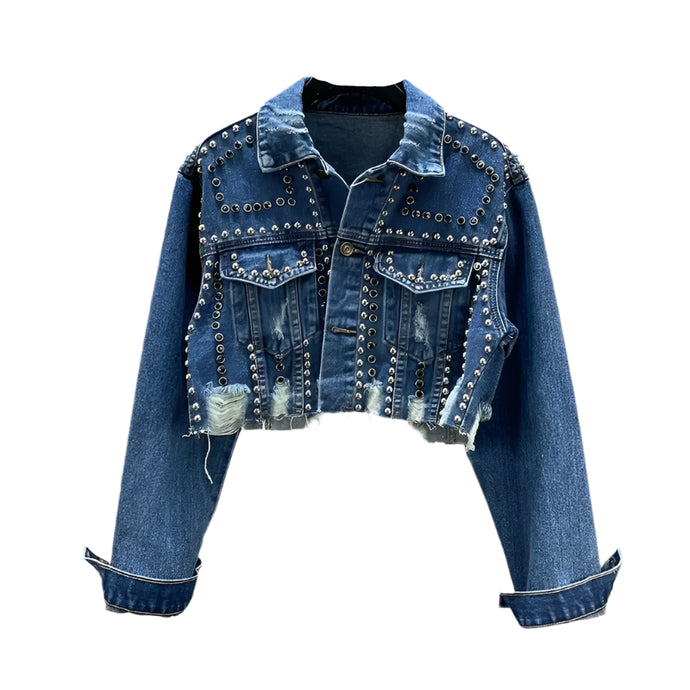 Rivet Denim Crop Jean Jacket-Modern Baby Las Vegas