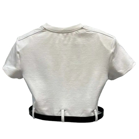 Black Belted Crop Top