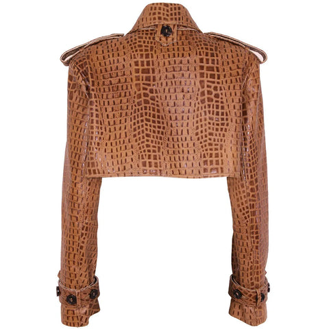 Short Croc Leather Jacket-Modern Baby Las Vegas
