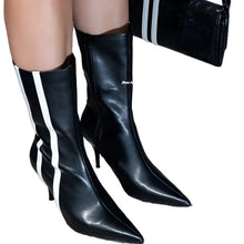 Load image into Gallery viewer, Striped Leather Pointed Toe Boots
