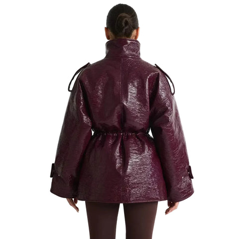Multi-Pocket Patent Leather Jacket