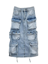 Load image into Gallery viewer, Faded Pocket Denim Skirt
