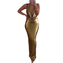 Load image into Gallery viewer, Backless Draped Metallic Dress-Modern Baby Las Vegas
