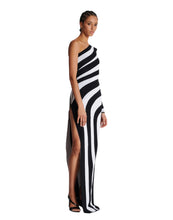 Load image into Gallery viewer, One-Shoulder Striped Slit Dress
