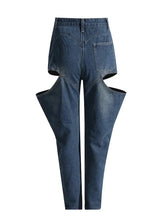 Load image into Gallery viewer, Loose Hollow-Out Wide Hip Denim Jeans
