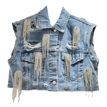Load image into Gallery viewer, Crystal Drip Denim Vest Set | Modern Baby Las Vegas
