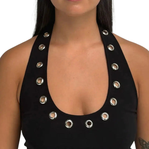 Metal Hole Halter Top-Modern Baby Las Vegas
