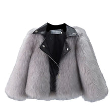 Load image into Gallery viewer, Leather Patch Fur Coat
