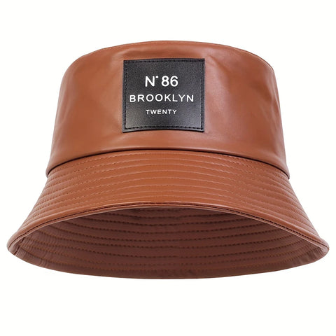Leather Letter Bucket Hat