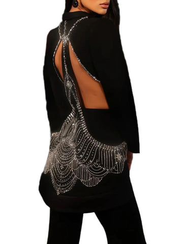 Hollow Out Crystal Blazer Suit-Modern Baby Las Vegas