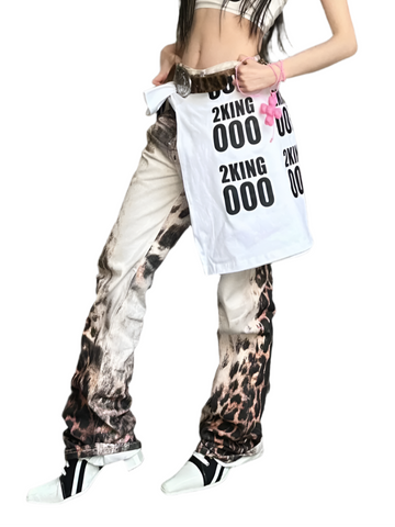 Gradient Patch Leopard Print Jeans-Modern Baby Las Vegas