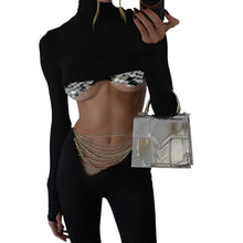 Load image into Gallery viewer, Sequin Patch Top And Chain Pant Set
