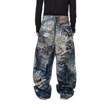 Load image into Gallery viewer, 3D Printed Graffiti Ripped Denim Jeans
