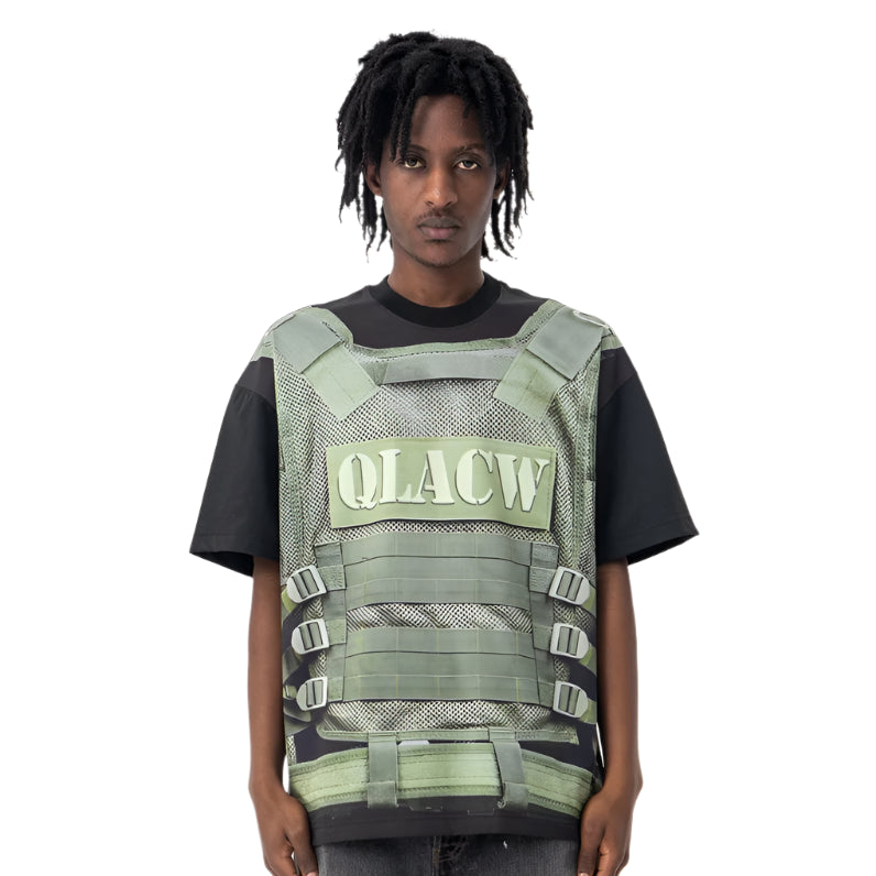 3D Vest Letter Printed T-Shirt