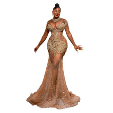 Load image into Gallery viewer, Luxury Illusion Beaded Dress
