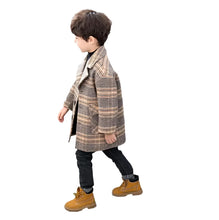 Load image into Gallery viewer, Long Wool Plaid Coat
