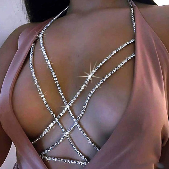 Rhinestone Tassel Bra Body Chain-Modern Baby Las Vegas