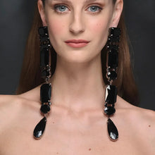 Load image into Gallery viewer, Black Crystal Dangle Earrings
