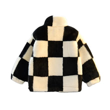 Load image into Gallery viewer, Large Checker Print Fur Jacket
