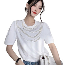 Load image into Gallery viewer, Pearl Beaded Round Neck Top
