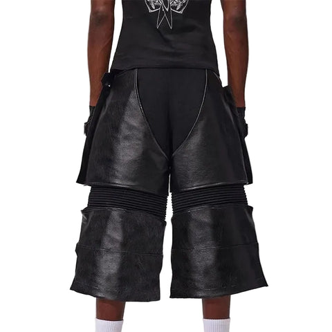 Black Patch Leather Shorts