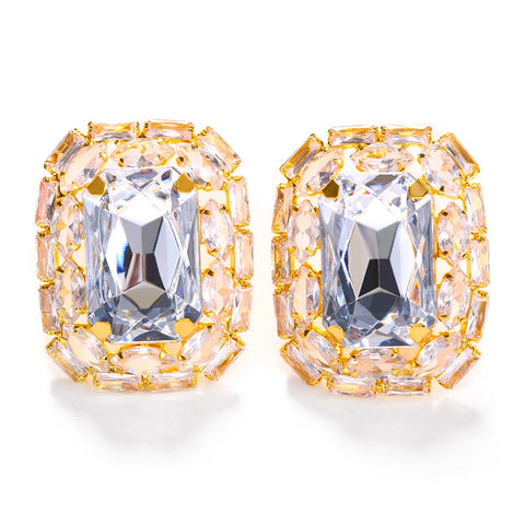 Square Crystal Clip-on Earrings-Modern Baby Las Vegas