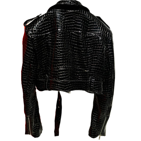 Leather Cropped Textured Jacket-Modern Baby Las Vegas