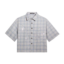 Load image into Gallery viewer, Short Sleeve Crystal Design Plaid Shirt
