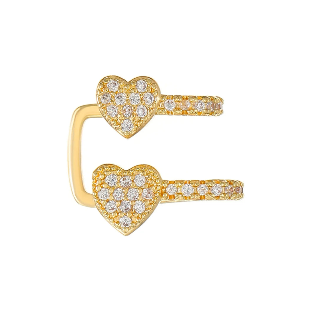 Crystal Heart Ear Clip Earrings