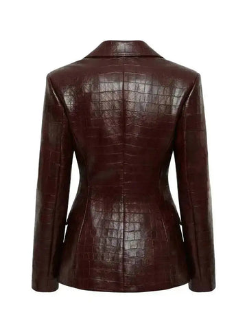 Brown Croc Leather Blazer