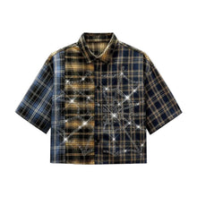 Load image into Gallery viewer, Patch Plaid Crystal Design Shirt
