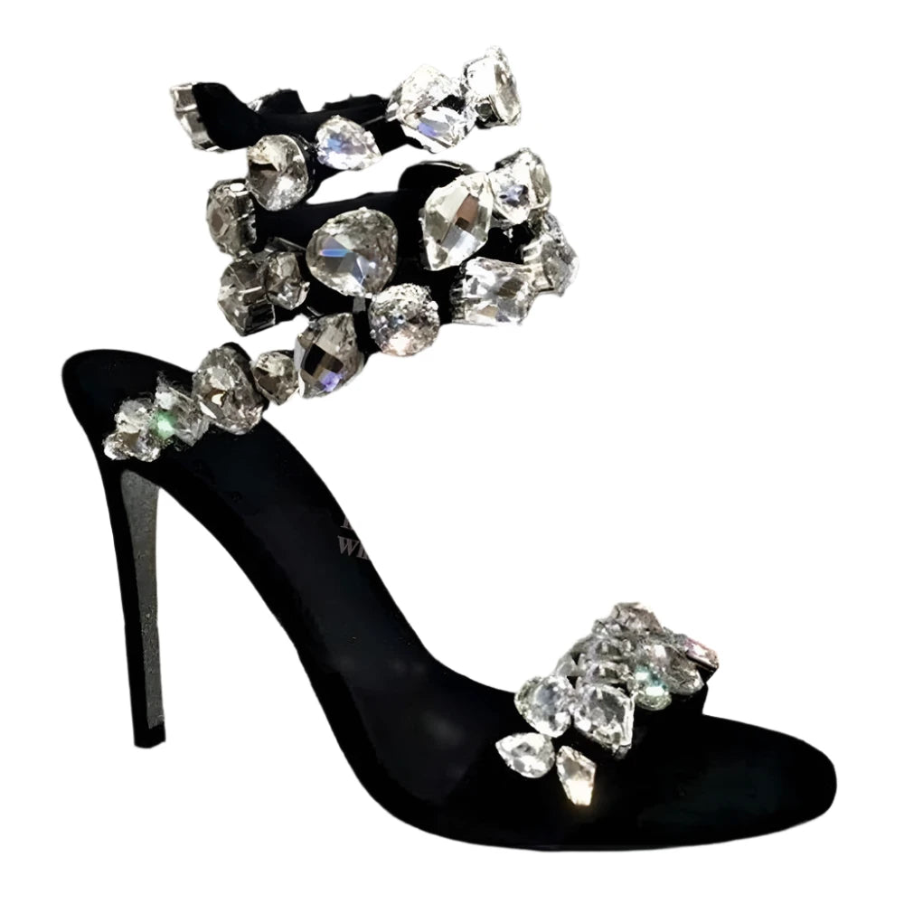 Crystal Snake Ankle Strap Sandals