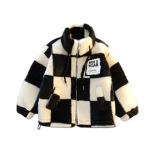 Load image into Gallery viewer, Large Checker Print Fur Jacket
