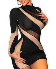 Load image into Gallery viewer, Color Contrast Patch Mesh Dress
