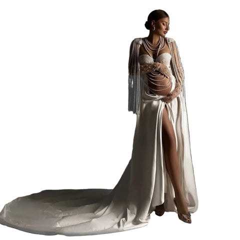 chinese dress ladies White April Maternity Dress | Luxury Maternity Clothes
