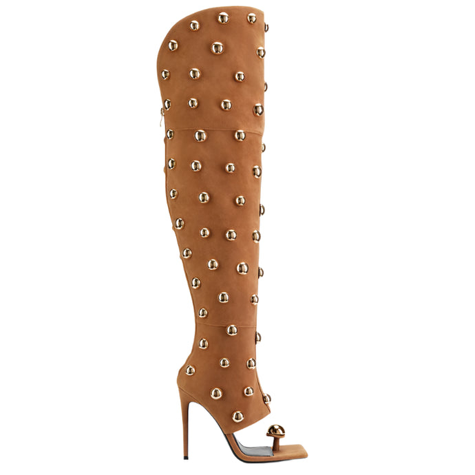 Square-Toe Rivet Sandal Boots-Modern Baby Las Vegas