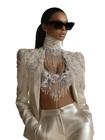 Pearl Drip Satin Suit