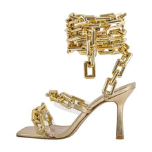 Load image into Gallery viewer, Metal Chain Lace-up Sandals
