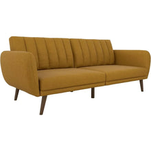 Load image into Gallery viewer, Ribbed Mustard Linen Sleeper Sofa
