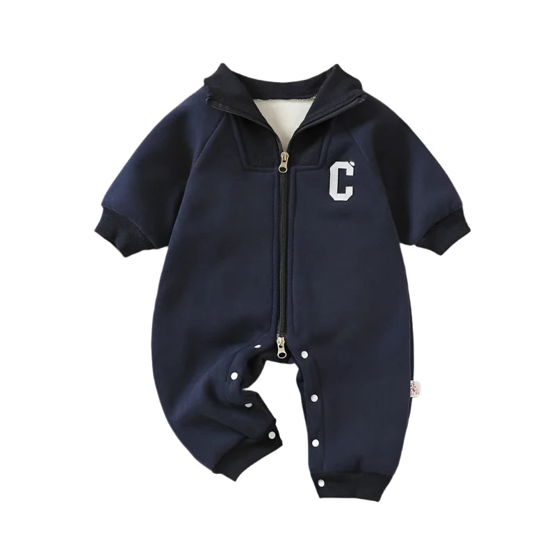 Letter C Fleece Sweatsuit Romper