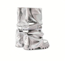 Load image into Gallery viewer, Baggy Metallic Platform Layered Boots
