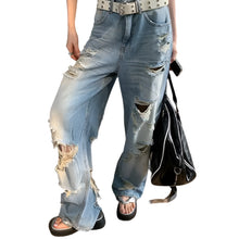 Load image into Gallery viewer, Ripped Wide Leg Denim Jeans
