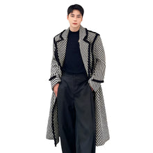 Load image into Gallery viewer, Long Striped Lined Wool Coat
