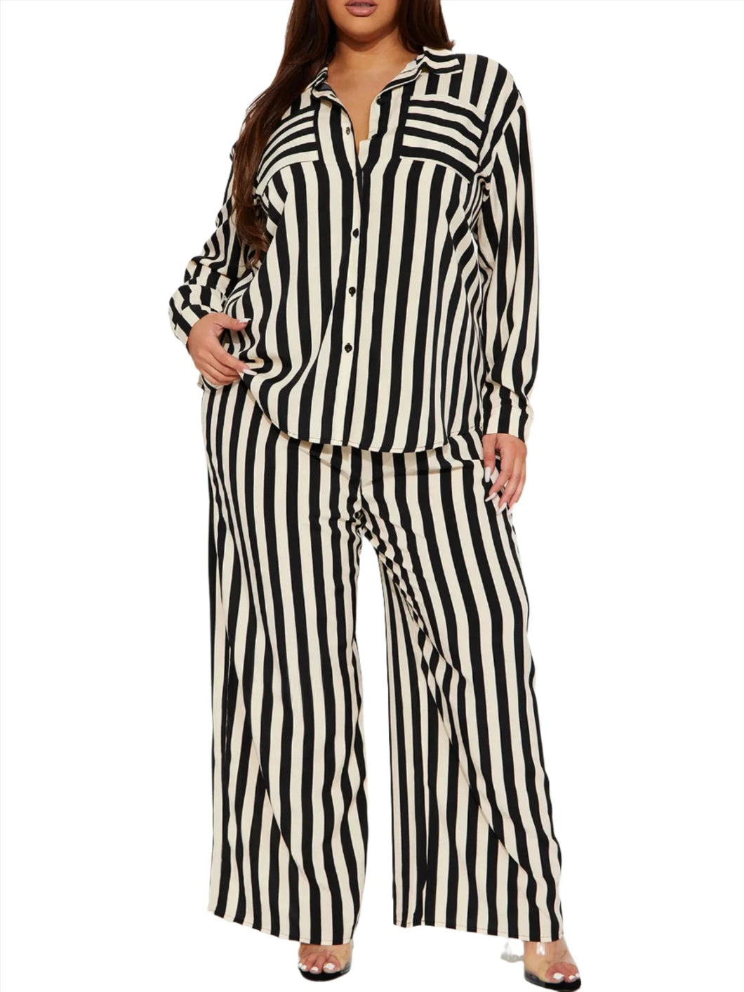 Striped Pocket Pant Set