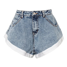 Load image into Gallery viewer, White Trimmed Denim Shorts
