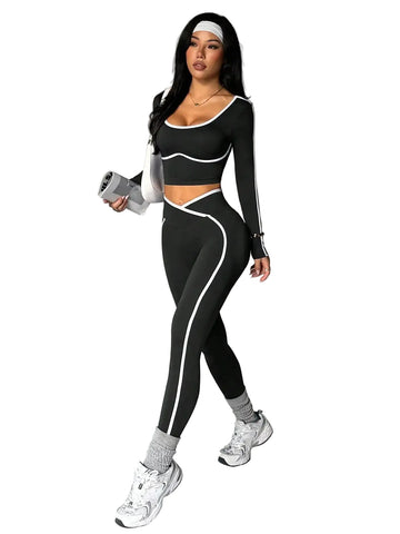 Color Block Lined Bralette Yoga Set