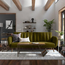 Load image into Gallery viewer, Green Ribbed Sleeper Sofa
