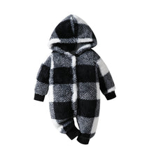 Load image into Gallery viewer, Plush Plaid Hooded Jumpsuit
