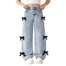 Load image into Gallery viewer, Black Bow Denim Jeans
