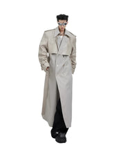 Load image into Gallery viewer, Leather Patch Button Trench Coat
